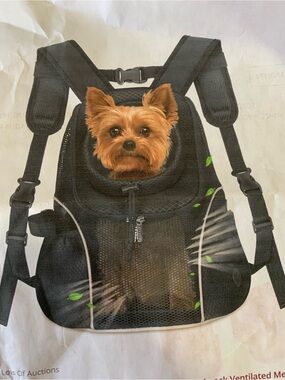 Black Pet Carrier Backpack - Front Vent Mesh. Woyyho